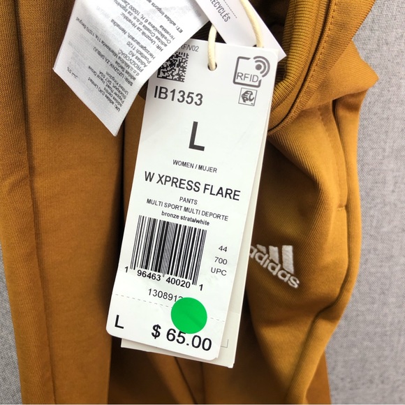 Adidas Women’s Regular Fit Drawstring Bronze Xpress Flare Pants Size L - Picture 8 of 12